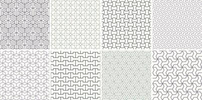 Collection of seamless ornamental patterns. Color oriental symmetry backgrounds. Geometric tile mosaic design. Grid textures - decorative outline prints vector