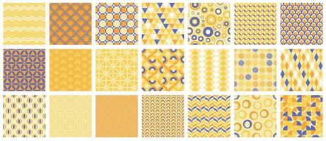Collection of seamless colorful patterns - vintage design. Trendy retro abstract backgrounds, fashion style 60 - 70s. Simple unusual creative prints vector