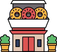 A donut shop with three donuts on top of a box vector