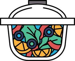 A colorful bowl of food with a lid on top vector