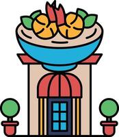 A building with a spicy prawn soup on top of it vector