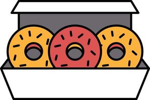 Three donuts in a box vector