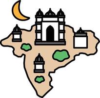 A map of India with a moon in the sky vector
