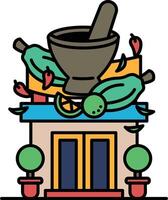 A building with a papaya salad sign on it vector