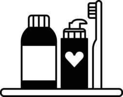 A bottle of toothpaste, a bottle of mouthwash vector