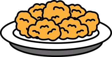 Illustration of fried chicken nuggets in line art style vector