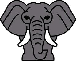 A gray elephant with tusks and a large head vector