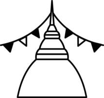 A building with black and white flags hanging from the top vector