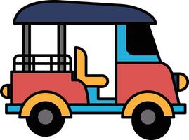Illustration of a tuk tuk in line art style vector