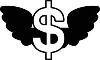 A dollar sign with wings is flying above it vector