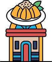 A building with Mango sticky rice plate on top of it vector