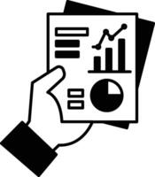 A hand holding a piece of paper with a graph on it vector