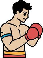 A man in a boxing ring with a red glove on his left hand vector
