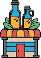 A small building with two bottles on top of it vector