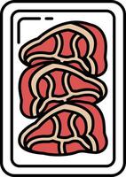 Three pieces of meat are in a tray vector