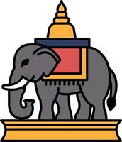 An elephant with a red and blue blanket on its back vector