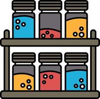 A row of colorful jars with lids on a shelf vector