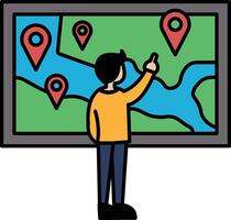 A man pointing at a map on a wall vector