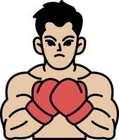 A man with a red glove on his left hand and a red glove on his right hand vector