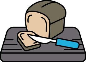 A knife is on a cutting board with a piece of bread vector