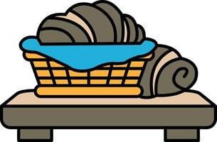 Illustration of Croissants and breads in a basket in line drawing style vector
