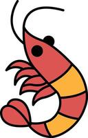 A cartoon shrimp with a red and yellow stripe vector