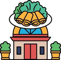 A restaurant with a plate of food on top of it vector
