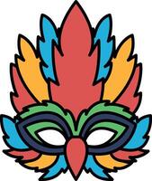 A colorful mask with feathers and a bird's beak vector