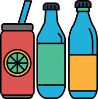 Three bottles of soda and a straw vector