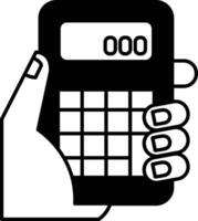 A hand holding a calculator with the numbers vector