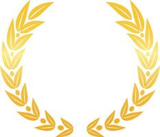 Circular golden laurel wreath, a symbol of victory, achievement, and honor, isolated on a white background, creating a classic and elegant design vector