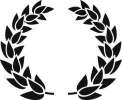 Circular laurel wreath, a symbol of victory and achievement, presented in a striking black silhouette, representing honor, success, and accomplishment vector