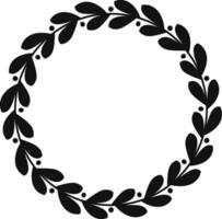 Meticulously crafted circular frame showcases a symmetrical arrangement of stylized leaves and berries, forming a decorative border ideal for enhancing designs with a touch of nature vector