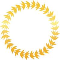 Golden laurel wreath forming a circle on a white background, creating an elegant and classic frame for awards, logos, or other design elements vector