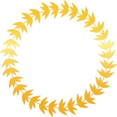 Golden laurel wreath forming a circle on a white background, creating an elegant and classic frame for awards, logos, or other design elements