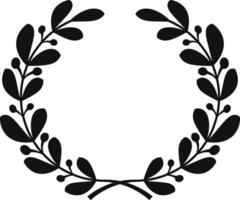 Black silhouette of a stylized laurel wreath with leaves and berries forming a continuous loop, suitable for awards, decorations, and symbolic representations vector