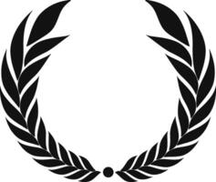 Black laurel wreath symbolizing success and victory, perfect for awards and logos, adds elegance to any project. A timeless emblem of triumph and honor, ideal for celebrating accomplishments vector