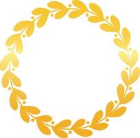 Stylized golden laurel wreath forming a circle, ideal for awards, logos, or decorative elements, with a gradient effect adding depth and elegance to the design vector