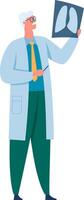 Experienced pulmonologist analyzing radiography image, detecting respiratory issues, providing healthcare solutions for patients with lung diseases vector