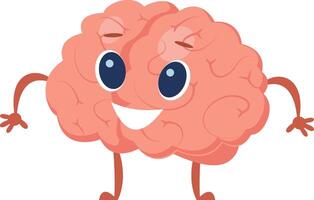 Happy brain character walking, symbolizing intelligence, creativity, and mental health, perfect for educational or medical projects vector