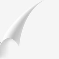 Curled white paper corner on clean background, ideal for text or design. Versatile template for posters, flyers, covers. Add creativity to projects vector