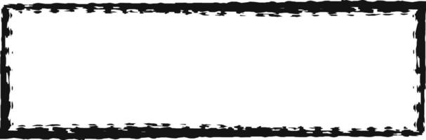 Wide black grunge frame creates a rectangular border with a textured, vintage, or distressed effect on a clean white background, suitable for various design applications vector