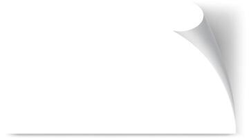 White sheet of paper with curled corner creating a space for custom content, revealing a white background underneath, offering a clean and versatile design element vector