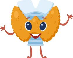 Cute cartoon thyroid character promotes health awareness against a white background, educating about the endocrine system and thyroid diseases vector