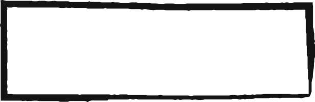 Wide black rectangular frame with rough, hand drawn edges, creating a simple yet striking border on a clean white background, perfect for adding a touch of raw artistry to designs vector
