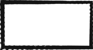 Hand drawn black grunge rectangular frame creates negative space, isolating a clean white background, suitable for various design applications vector