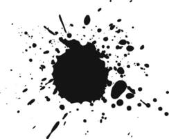 Black ink splattering on white background, creating dynamic contrast and abstract shape vector