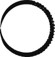 Thick black paintbrush stroke forming a dynamic and textured circle, ideal for adding a grunge aesthetic to designs and compositions vector