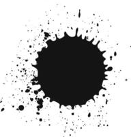 Captivating black ink blob with splatters on a white background, creating a modern abstract design. Perfect for creative projects, it adds style with a grungy feel vector