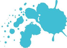 Turquoise paint is splattering on a clean white background, creating an artistic and abstract design with various shapes and sizes of blots vector